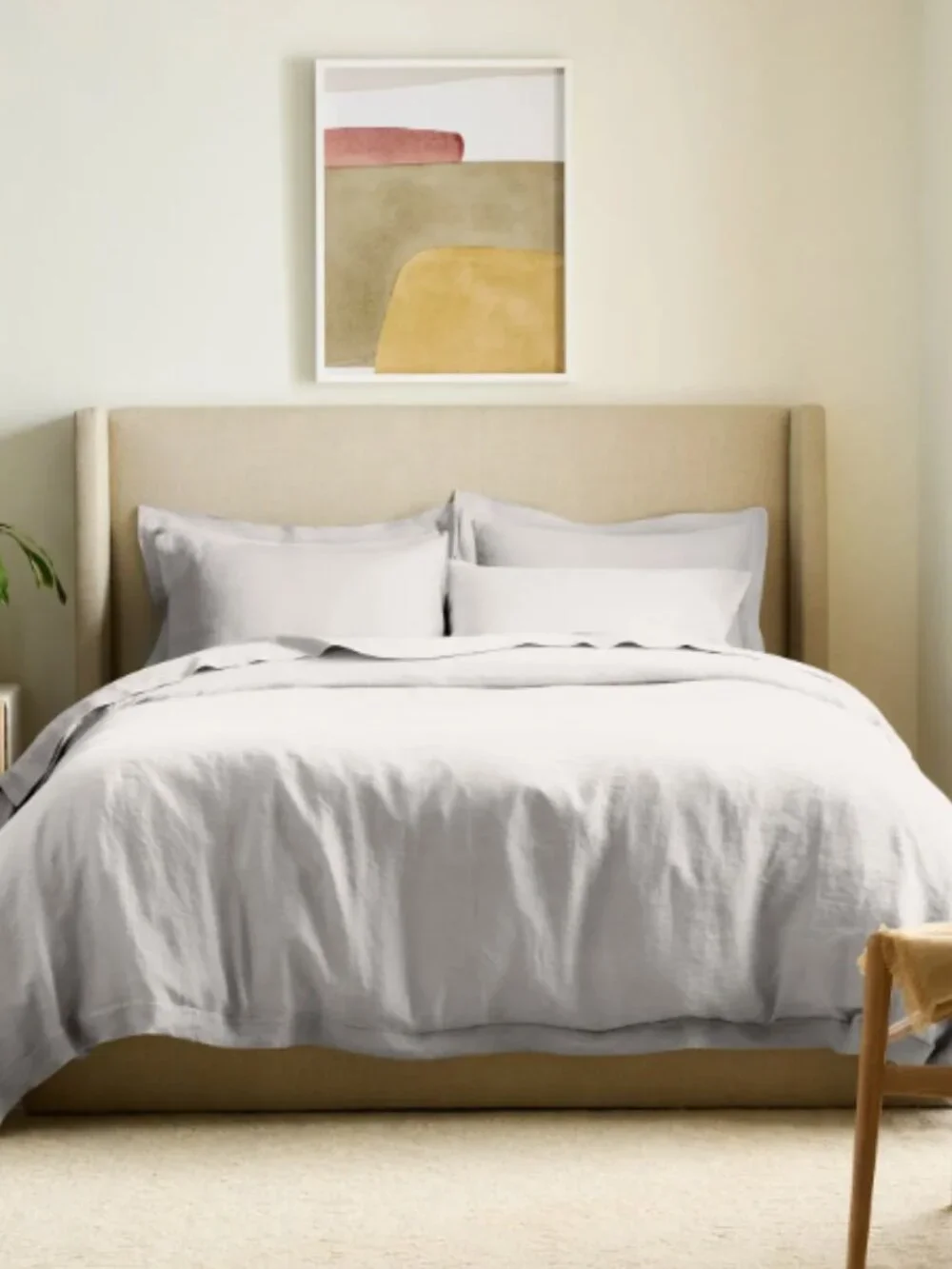 New! Quince European Linen Double Flange King Duvet Cover in Light Grey